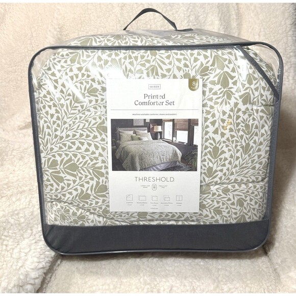 8pc Queen Floral Comforter Set Green - Threshold - Picture 4 of 5